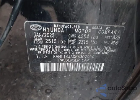 2023 Hyundai Sonata Sel from USA, damaged, VIN KMHL14JA0PA307094